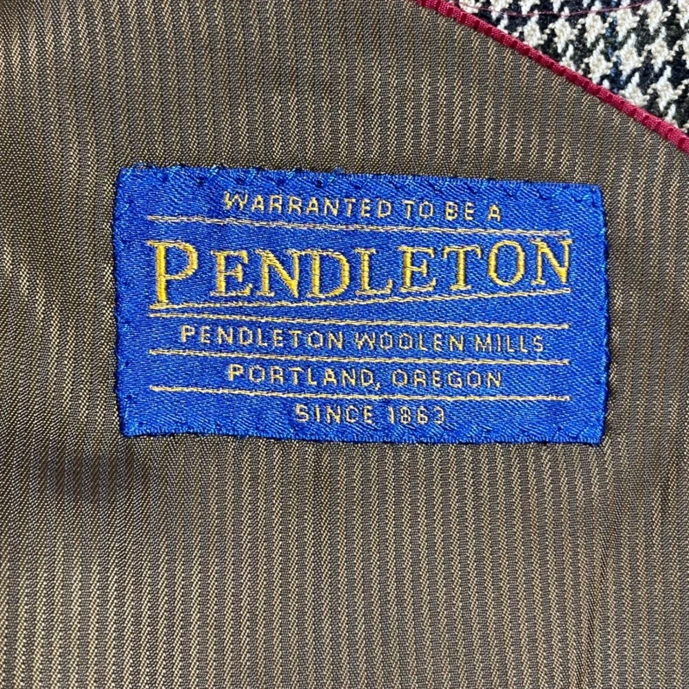 Pendleton Heritage VTG Mens 46L Wool Blazer Brown Houndstooth Sport Coat Jacket